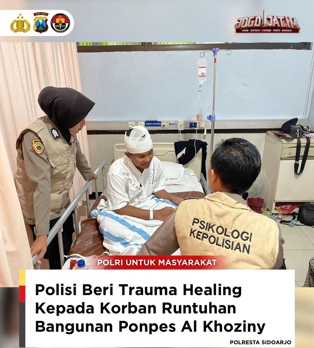 Polisi Beri Trauma Healing kepada Korban Runtuhan Bangunan Ponpes Al Khoziny di Sidoarjo